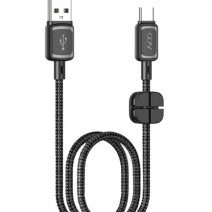 كيبل من افو USB من نوع تايب سي بلون اسود قماشي مع اداه تثبيت انيقه AVOO