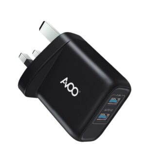 شاحن جداري من افو بمنفذين USB وميزة التعرف التلقائي